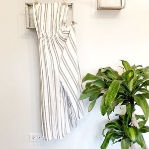 Strapless Striped Cropped Pant Jumpsuit!